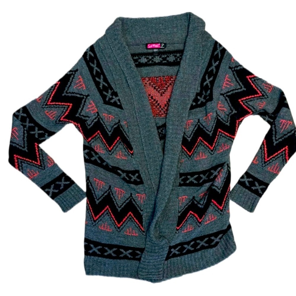 JUNIORS LARGE SAY WHAT? BOHEMIAN STYLE CARDIGAN